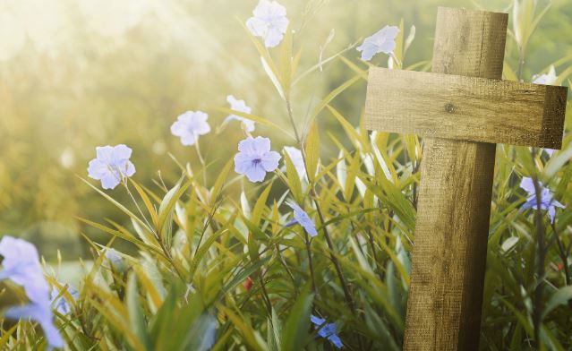 cross and flowers